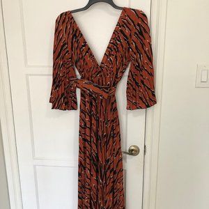 Rust Animal Print Floor Length Dress w/ Matching Belt
